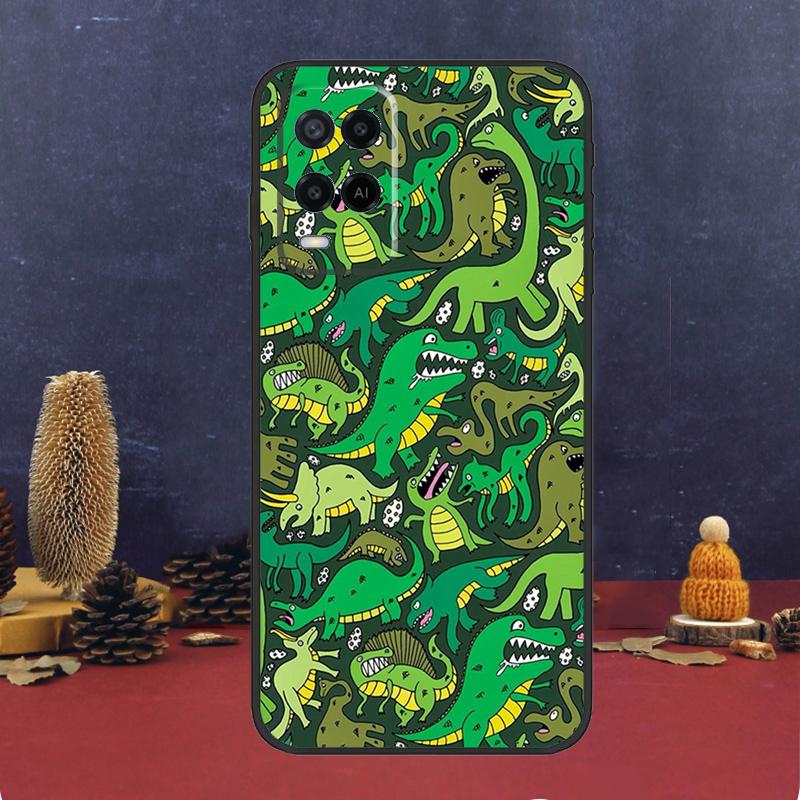 Dinosaur Pattern Case For Oppo A60 A80 A40 A6 A5 Pro A15 A16 A17 A57 A94 A74 A54 A76 A96 A18 A38 A58 A78 A98