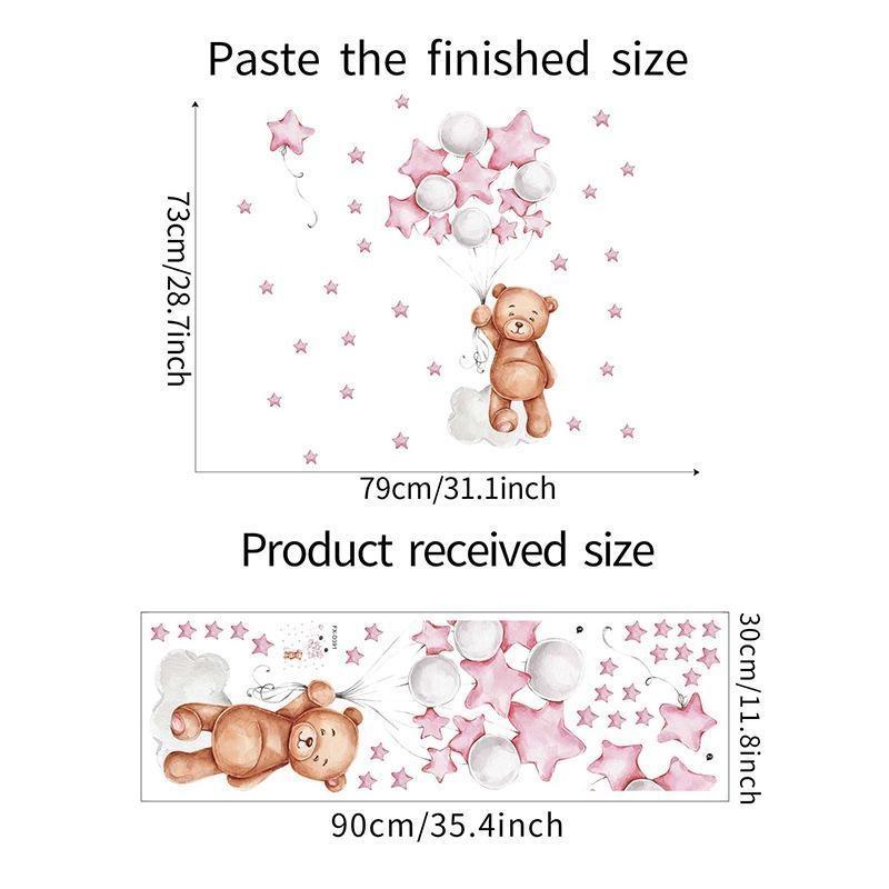 

Мультяшный Звездный Медведь Луна Облако Украшение Наклейка на стену Украшение для дома Наклейка на стену Самоклеящаяся розовый