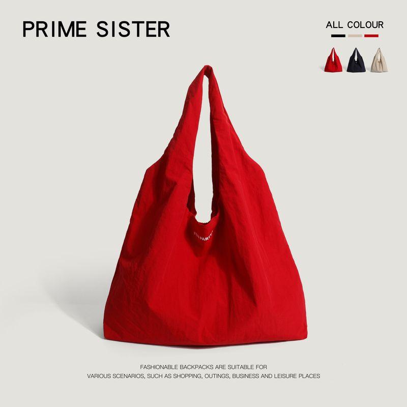 

Red Korean Style Big Bag Shopping Bag Quick-Drying Canvas Bag Female Satchel Casual Tote Bag Trendy Large Capacity Shoulder Bag Red