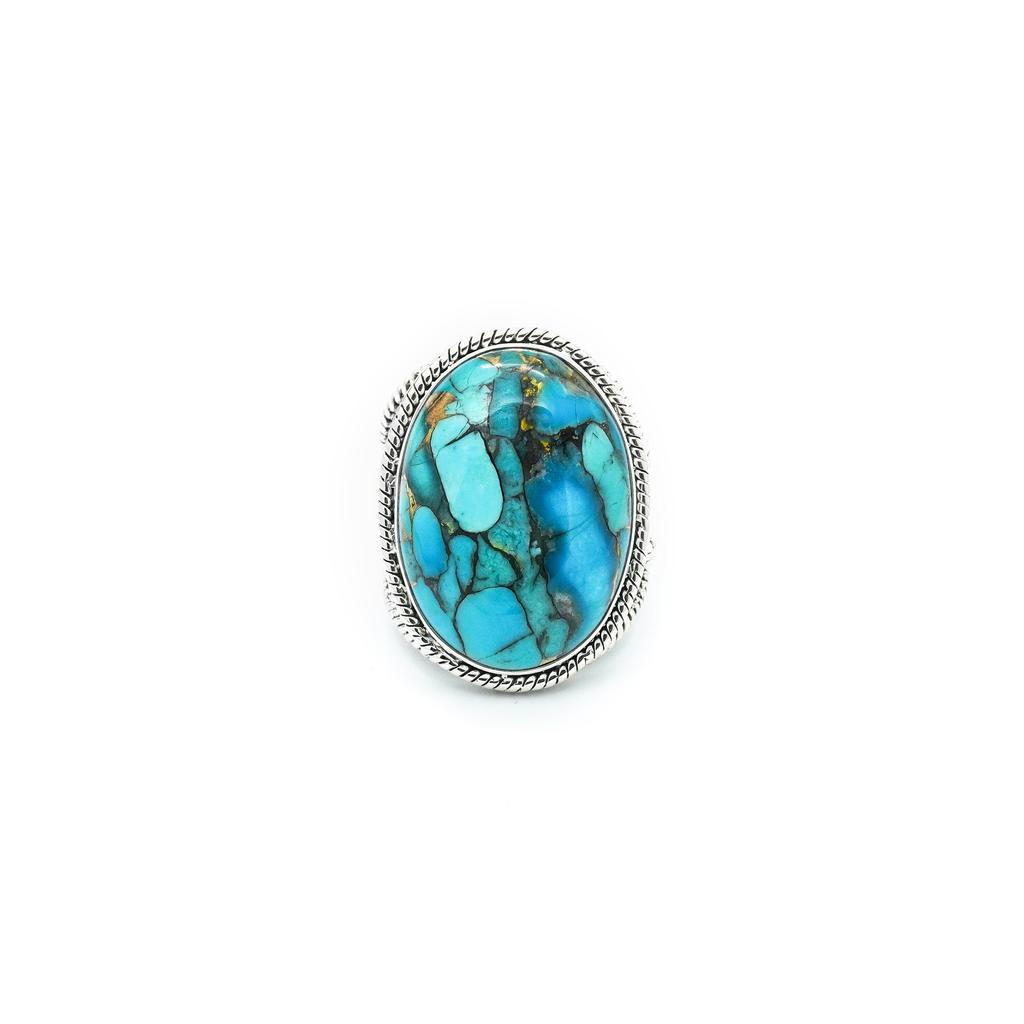 Natural Copper Turquoise Ring, 925 Sterling Silver Ring, Statement Ring, Bohemian Ring, Women Ring, Mohave Turquoise Ring, Gift For Her