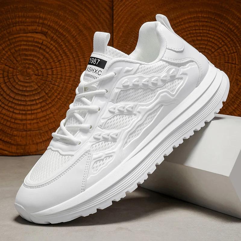 Men'S Breathable Mesh Shoes Summer Out Casual Running Shoes Soft Bottom Comfort Light Fashion Shoes Thick Sole Sneakers