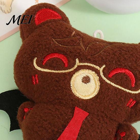 Halloween Keychain Pendant Bear Bat Plush Pendant, Stuffed Devil Backpack Bag Charm, Hanging Toy Embroidered Animal Doll with Bead Chain, Party Favors