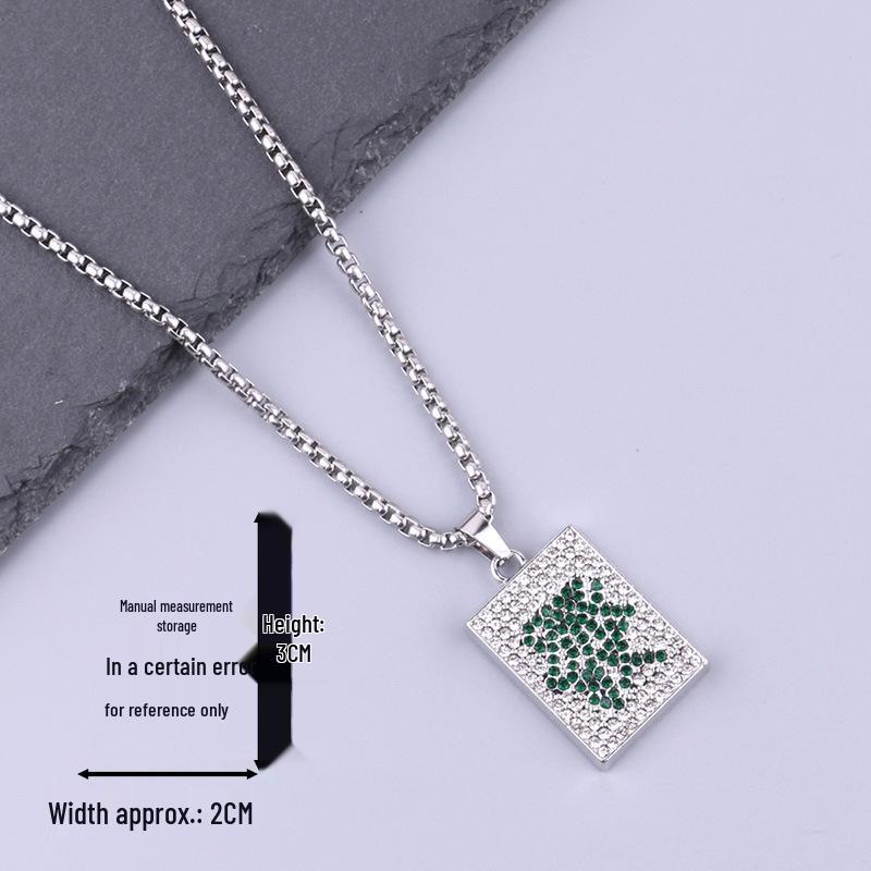 Trendy Cross-Border Rhinestone Pendant Necklace: Unisex Hip-Hop Style Stainless Steel Chain.