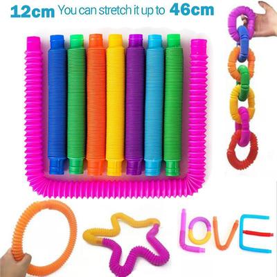 6PCS Fidget Pop Tube Spielzeug Sensory Stretch Pipe Dekompression Stress Relief Kinder Erwachsene Sound Sensorisches Werkzeug