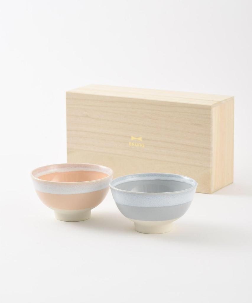 BRUNO BRUNO Mino Ware Pair Gift Set, Tea Bowls, Pink, No Size, RBHK010-PKxBL