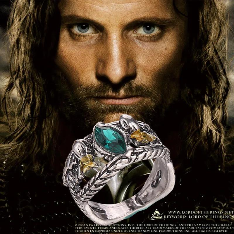 New Fashion Barahir Aragorn Gondor Ring Men Women Green Crystal Ring Jewelry