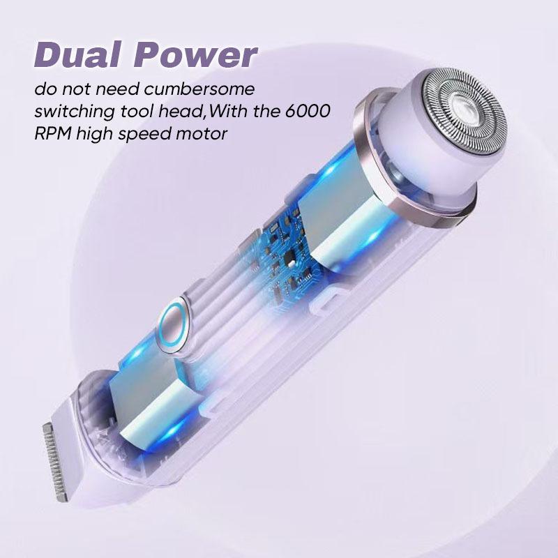 Electric Shaver for Women USB Rechargeable 2 In 1 Double Head Waterproof Wet Dry Hair Remover for Whole Body