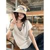 Stack Two Fake Contrasting Color Short-sleeved T-shirts for Women New Slimming and Flesh-covering Casual Lazy Half-sleeved Tops