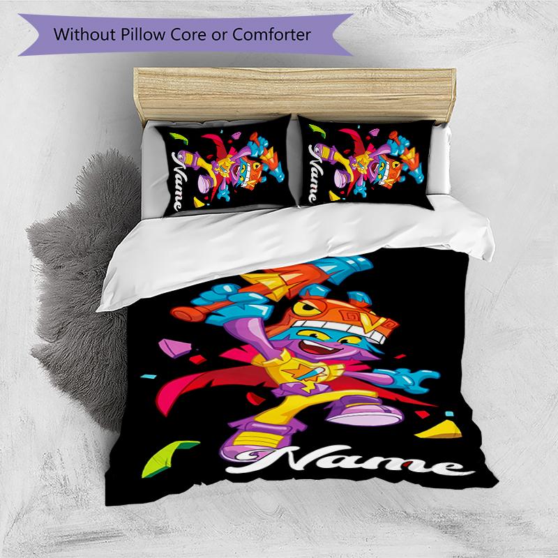 3pcs Custom Name SuperZings Bedding Set Duvet Cover Closure Includes 1 Duvet Cover & 2 Pillowcases for All Seasons Bedroom Decor