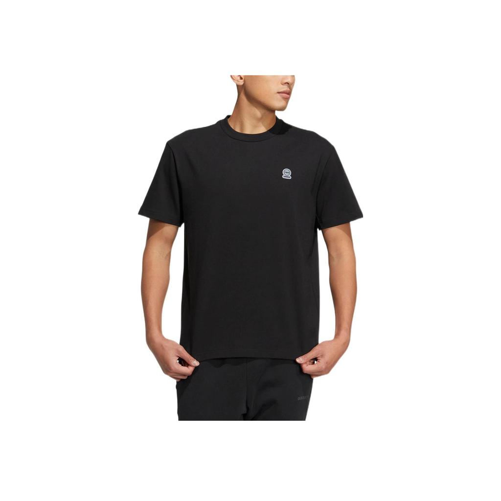Adidas Neo Solid Color Crew Neck Sports T-Shirt Unisex Tops Black HS6812