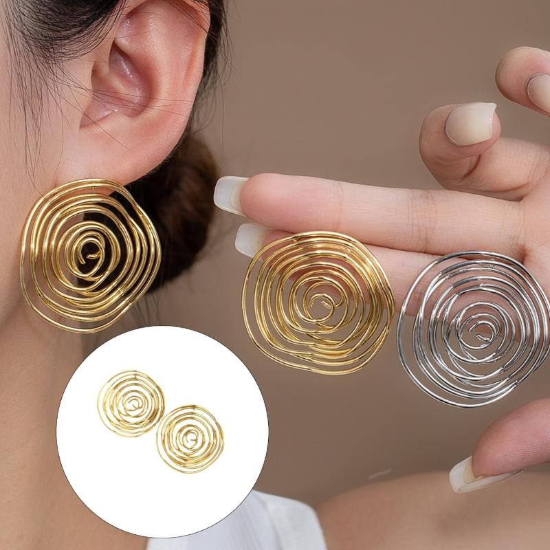 Hollow Out Irregular Irregular circle Circular Earrings Geometric Design Lightweight Iron Material For Women Gold Silver Colors