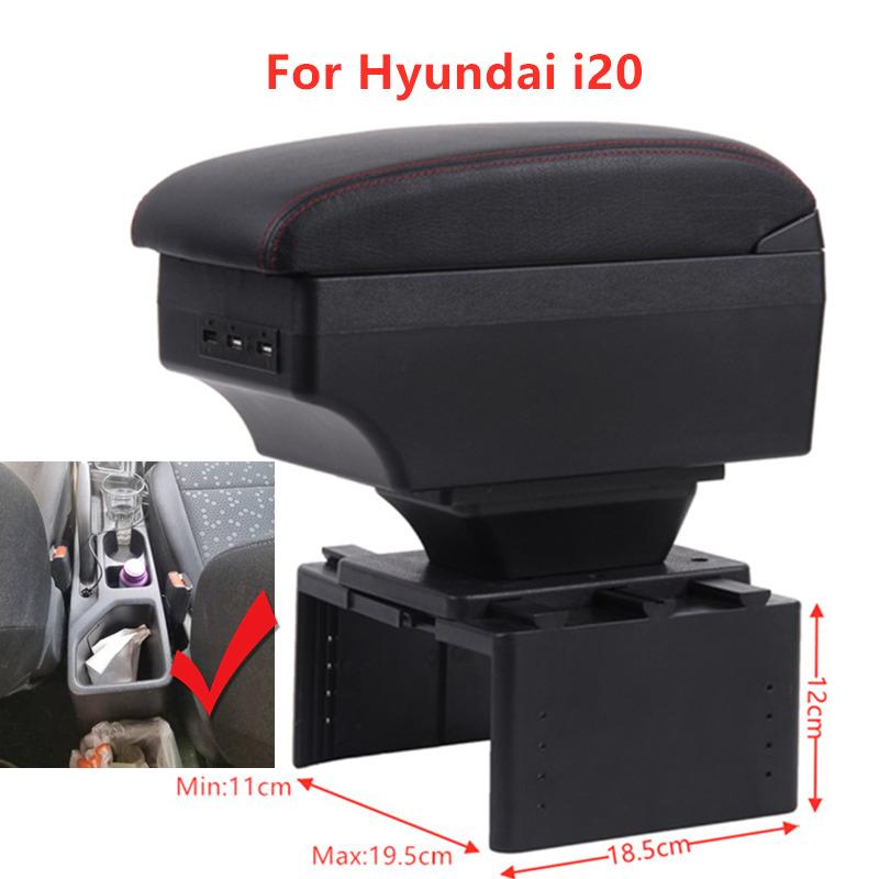 

Автомобильный подлокотник для Hyundai I20, центральный ящик для хранения, модифицированные детали с USB-светодиодом