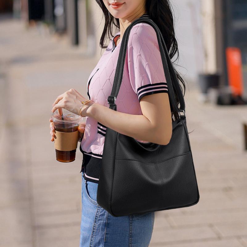 Women Soft PU Leather Hobo Crossbody Bag, Large Capacity Casual Shoulder Purse, Lightweight Adjustable Strap Tote Bag for Daily Travel Work