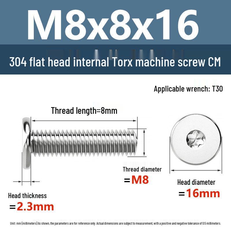 Yigu 304 Stainless Steel Thin Flat Head Torx Screw M2-M8 for Computer Machines