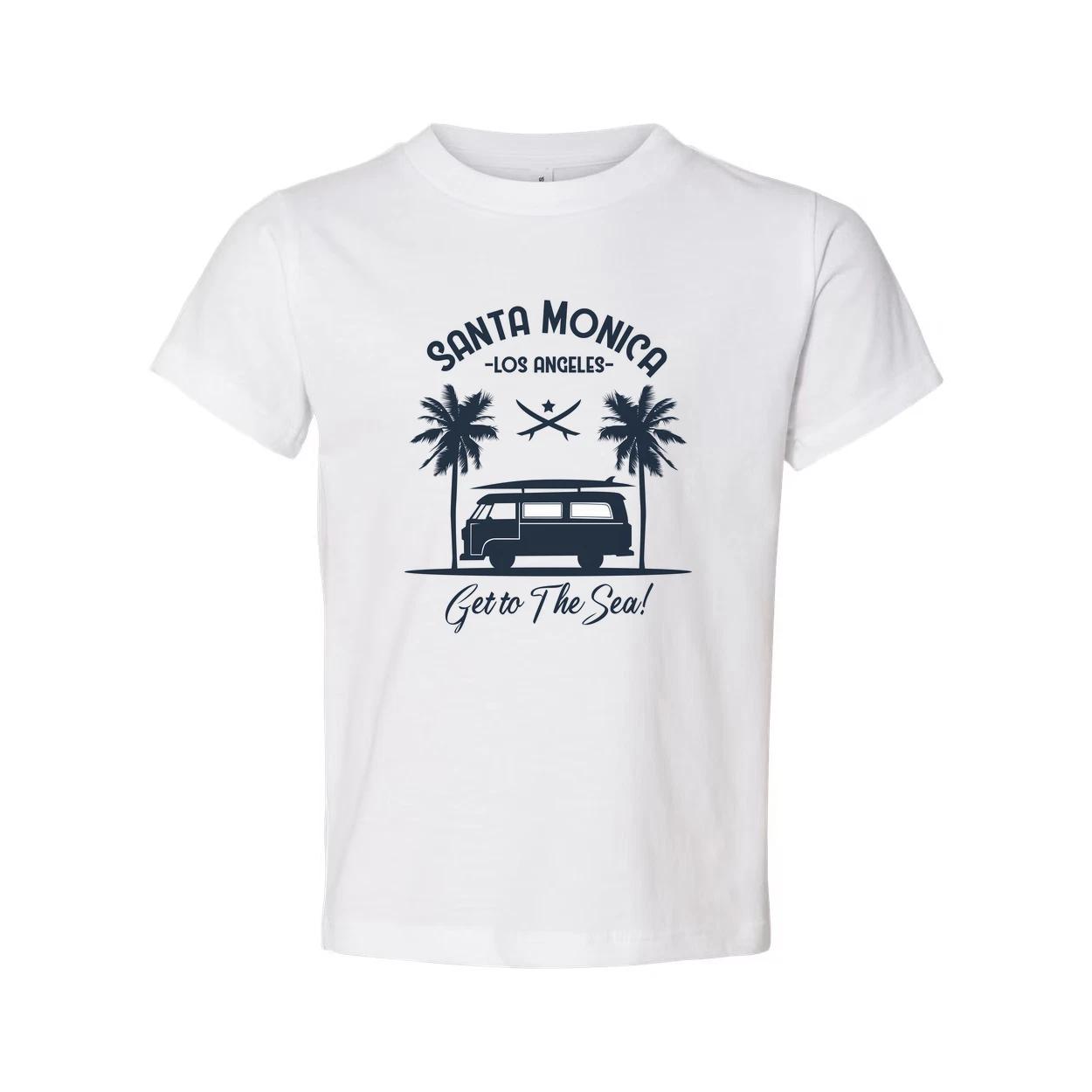 

Santa Monica Los Angeles Surfing Graphic Unisex Tee Get To The Sea Design With P S