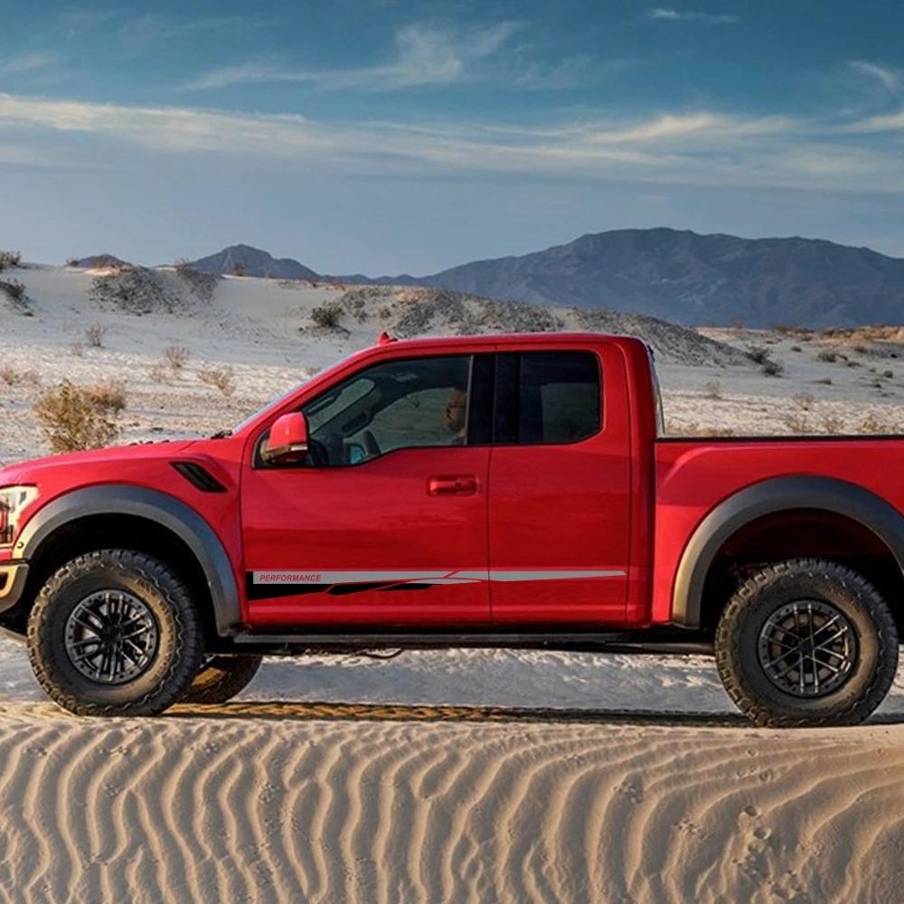2Pcs Car Side Stickers Vinyl Film Styling For Ford Raptor F150 F250 F350 F450 F550 F650 F750 Ranger Pickup Car Tuning Accessorie