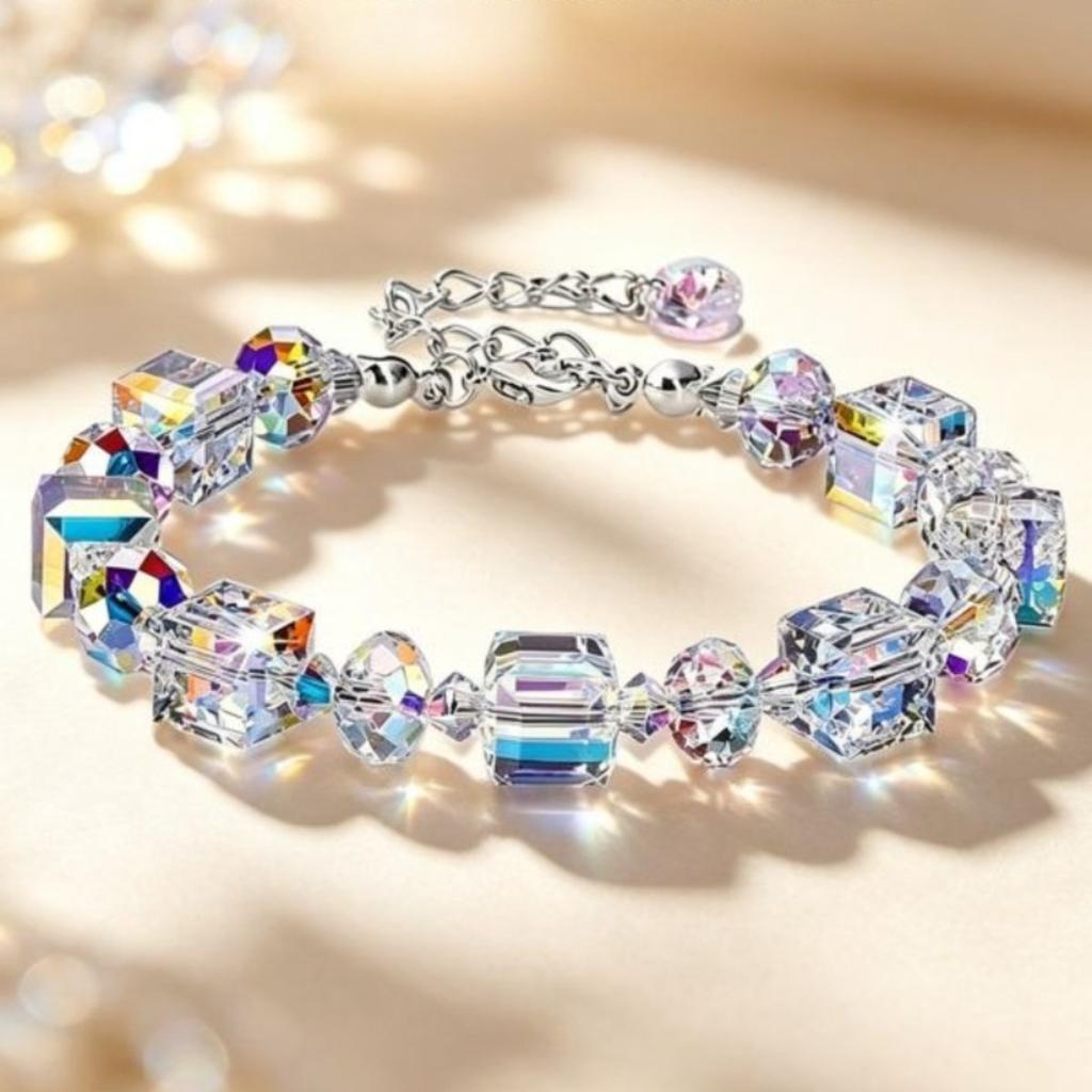 Northern Lights Bracelet Square Crystal Bracelet Exquisite Luxury Fashion Jewelry Women Girls Adjustable Stretch Link Chain Bracelets