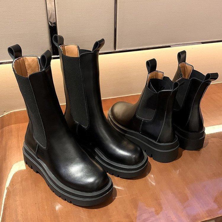 Short boots for women with increased height inside 2025 new spring and autumn versatile super chimney short boots