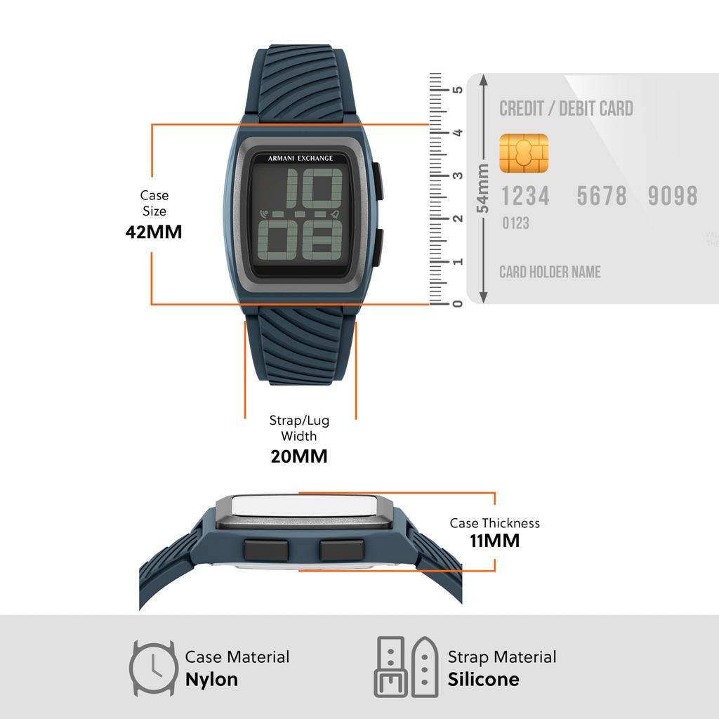 Armani Exchange Men's Digital Silicone Watch AX2970