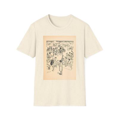 Vintage Street Market Shirt and Kids Tshirt | Retro City Crowd Illustration Tee | Urban Comic Scene Art | Aesthetic Streetwear Gift