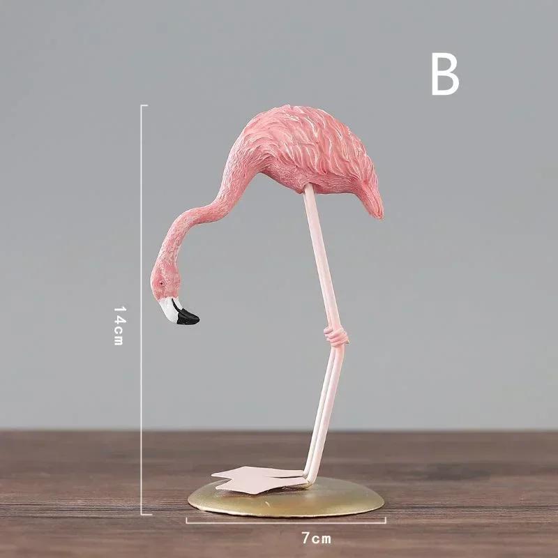 New Creative Pink Resin Figurines Crafts Ins Flamingo Ornament Home Desk Cartoon Accessories Living Room Desktop Decorations