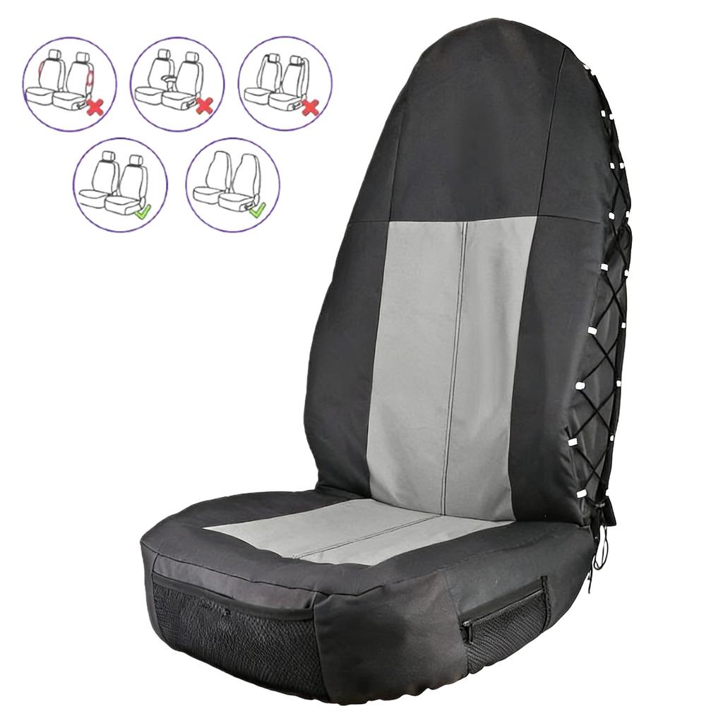 Car Front Seat Cover with Back Organizer Auto Seat Protector for Gym Workout Running Swimming Beach and Hiking