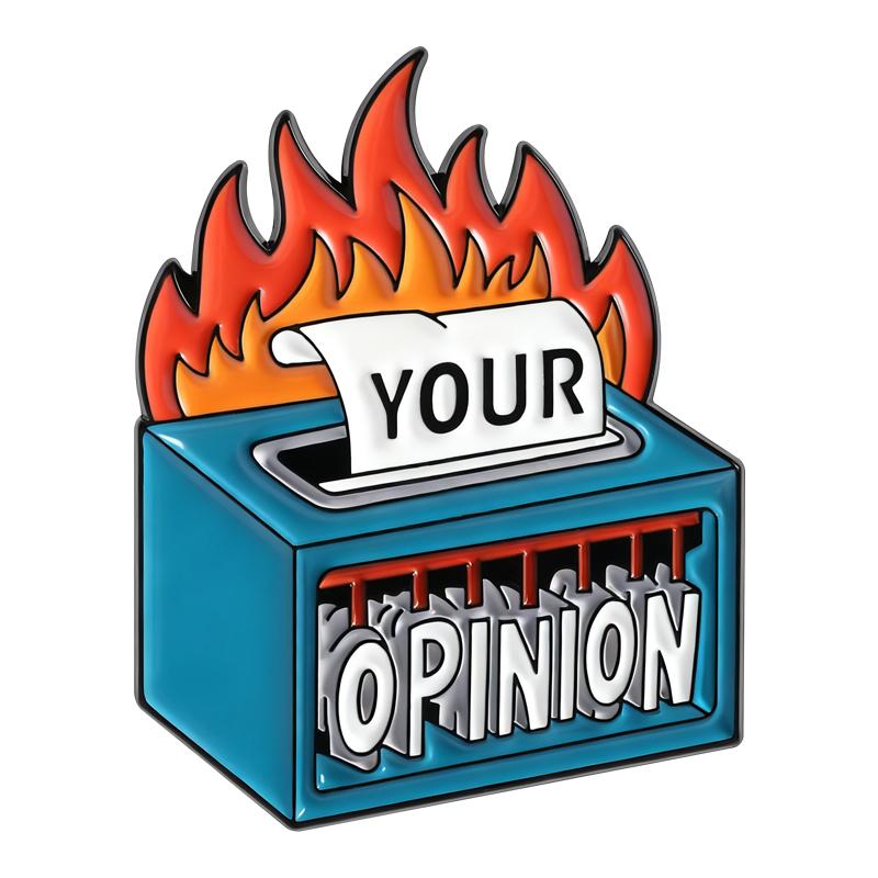 Fire Your Opinion Enamel Pins Fire Garbage Can How Your Email Find Me Brooch Lapel Badges Cartoon Jewelry Gift for Kids Friends