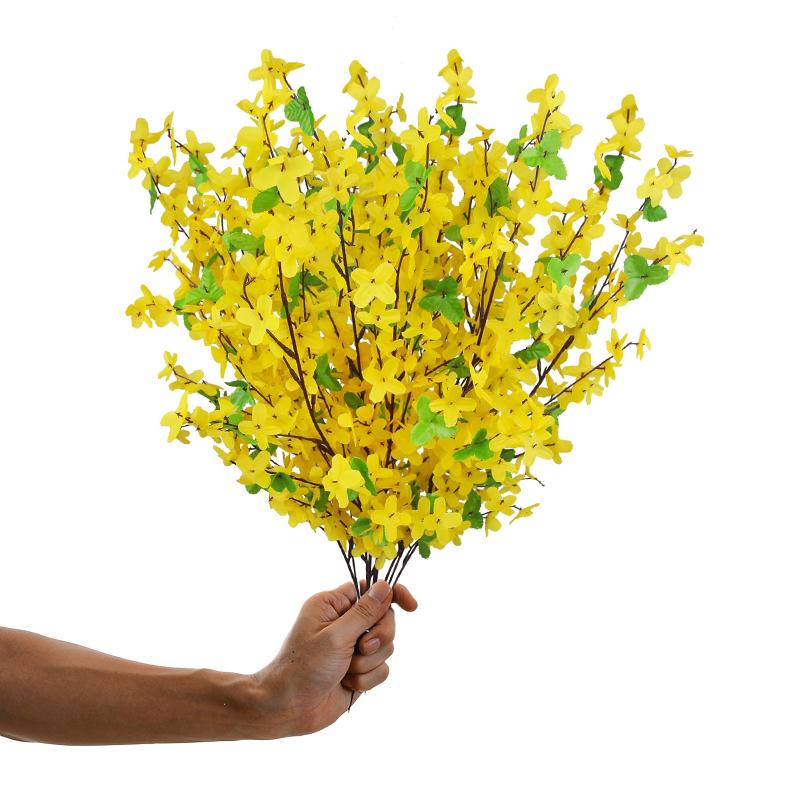 Yellow Silk Forsythia Stems Artificial Forsythia Branches Fake Winter Jasmine Long Stem Spring Floral for Wreaths Home Decor