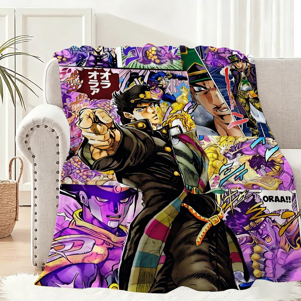 J-JoJo B-Bizarre Adventure Throw Lightweight 240g Flannel Blanket Soft Skin-friendly for Summer Cooling