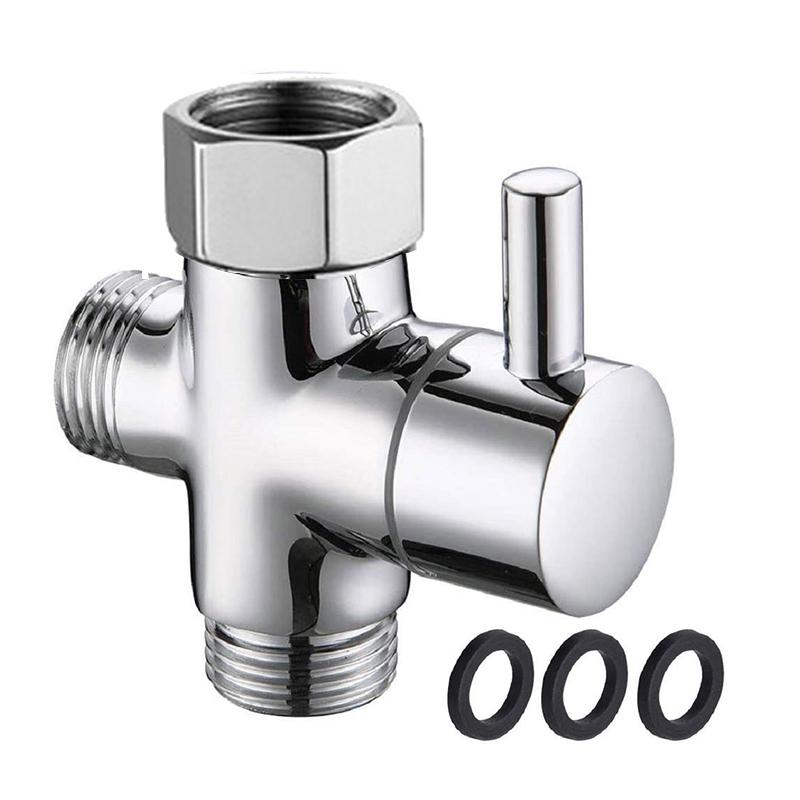 1/2 Brass T-Adapter Bidet Adapter for Bidet Sprayer Toilet with Shut Off Valve Finish Hand Held Bidet Attachment