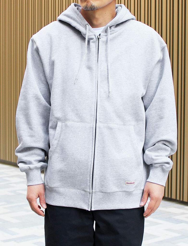 Full Zip Big Heather Gray [Good Wear] Hoodie, Heavyweight, 12oz, Men's, Women's, Thick, Plain, Sweatshirt, XL,