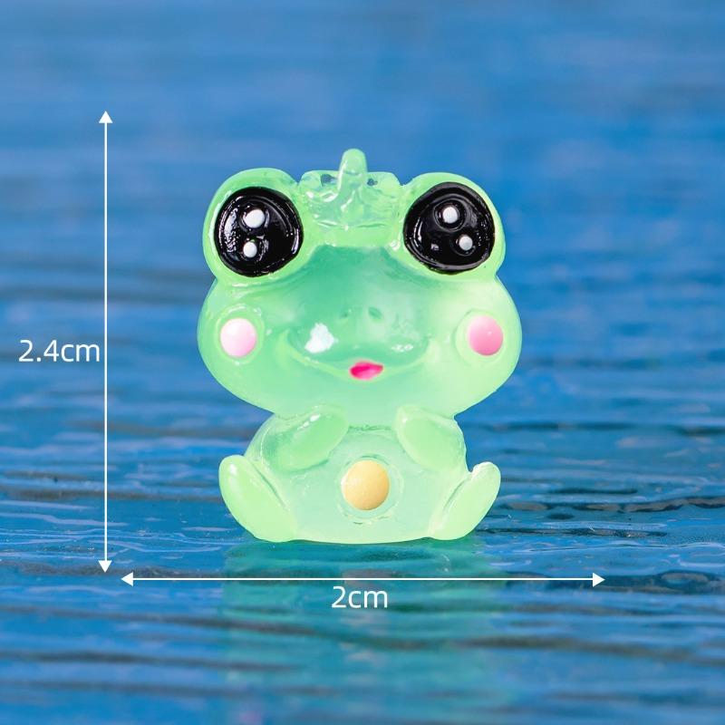 Cute Glow-in-the-dark Frog Figurine Decorative Accessories Resin Handicrafts Car Desktop Trinkets