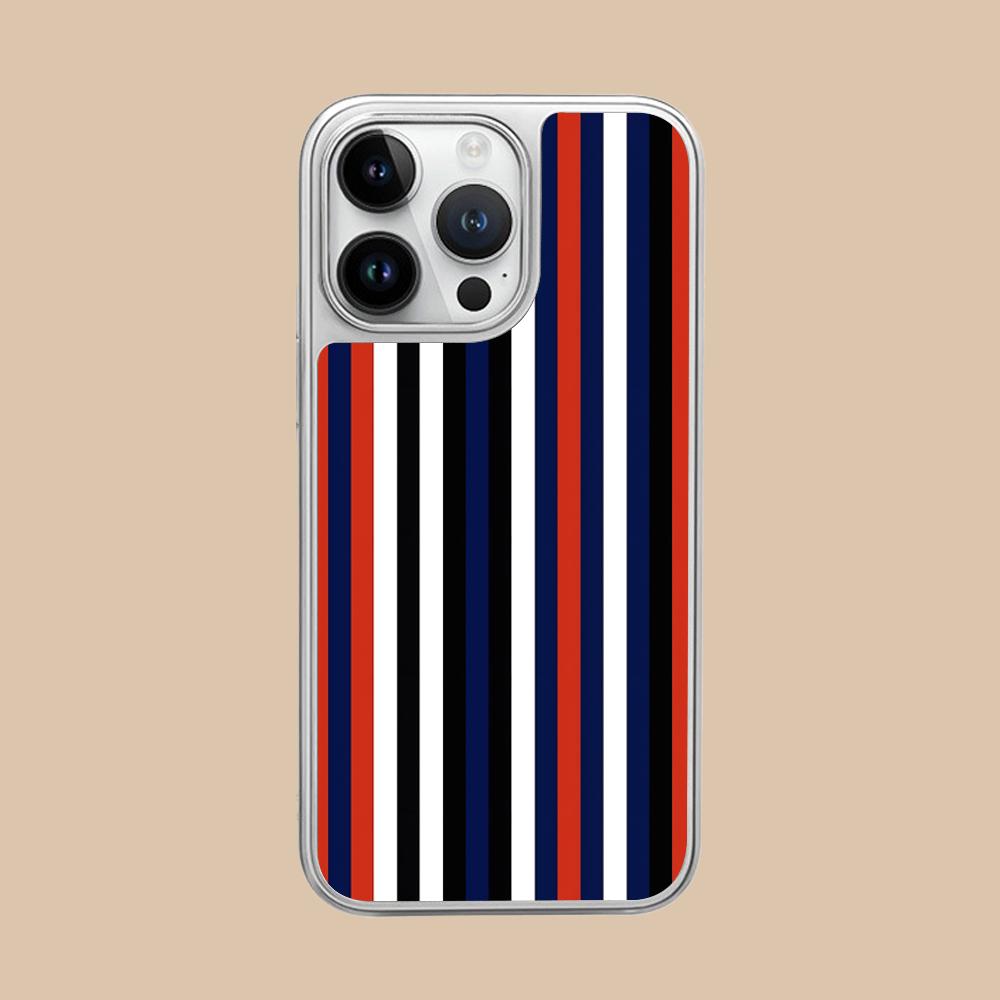 Red Blue Stripe Mobile Phone Case for iPhone 17 16 15 14 13 12 11 Air Pro Max Plus Silver Plating Colorful Cover Luxury Pretty