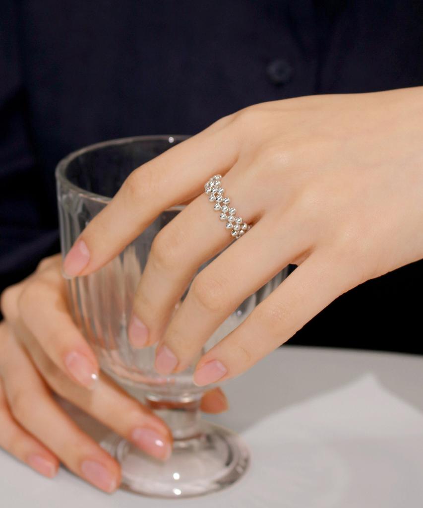 47Bag 925 Silver Silver Ball Lace Ring Tessa