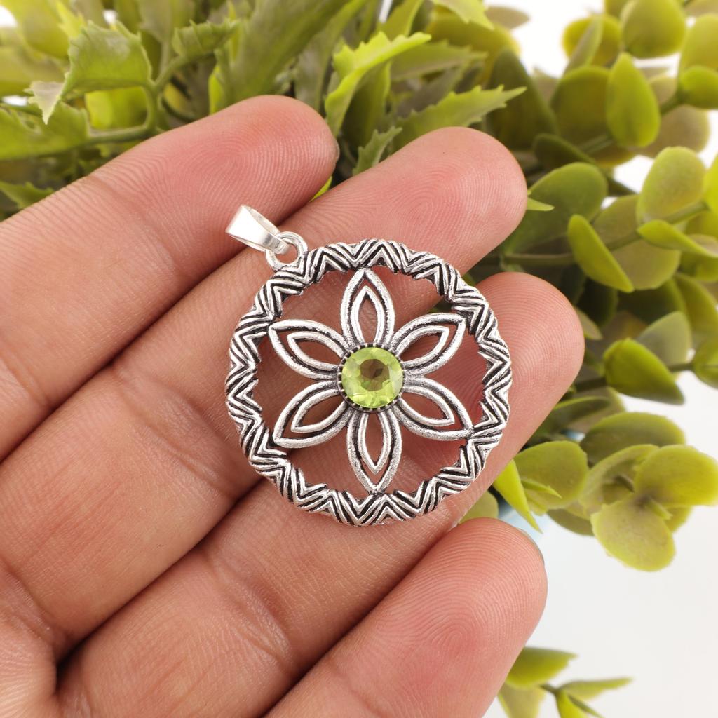 Peridot Pendant Gemstone Jewelry, 925 Solid Sterling Silver Pendant, Handmade Jewelry Birthstone Pendant, Gift For Him