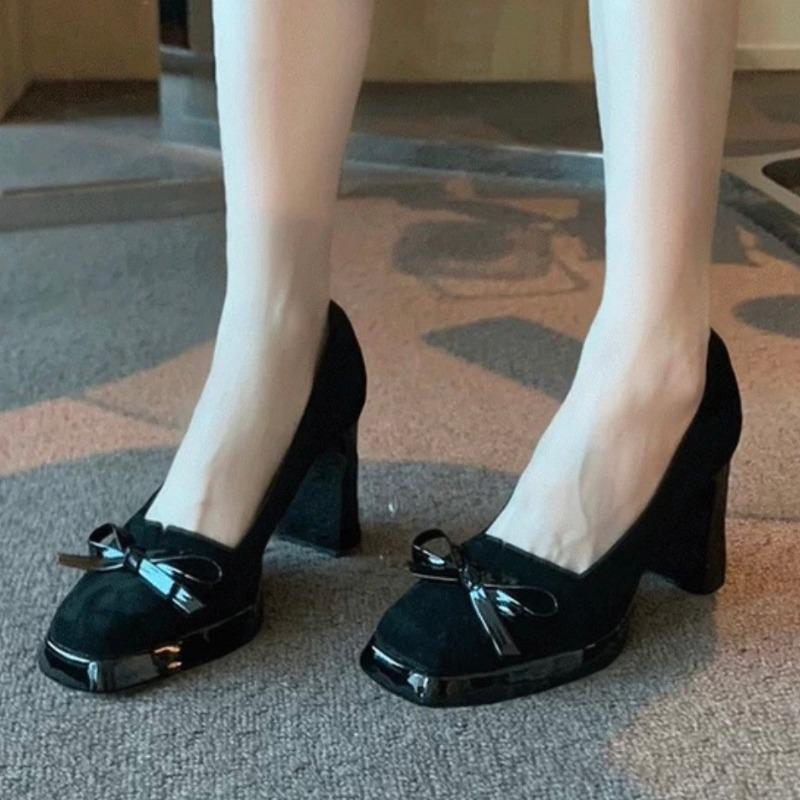 2025 High-quality New Roundness High Heels Single Shoes with A Slip-on Light Casual Women Shoes Stylish and Comfortable