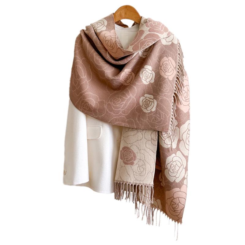 Fashion Printed Double-Sided Scarf Winter High-End Warm Shawl Women