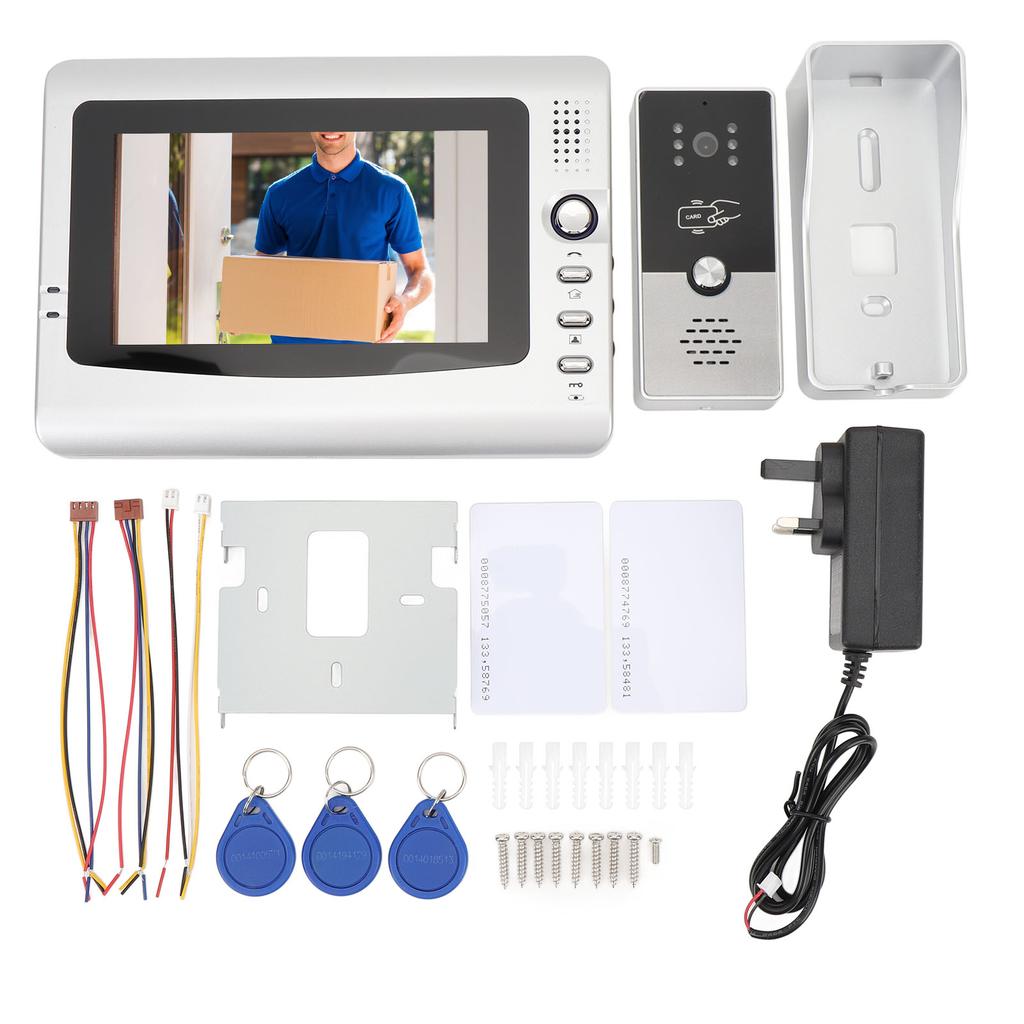 Drátový video interkomový systém 7 palců Video zvonek Dveřní telefonní systém HD kamera Sady pro vilu Dům