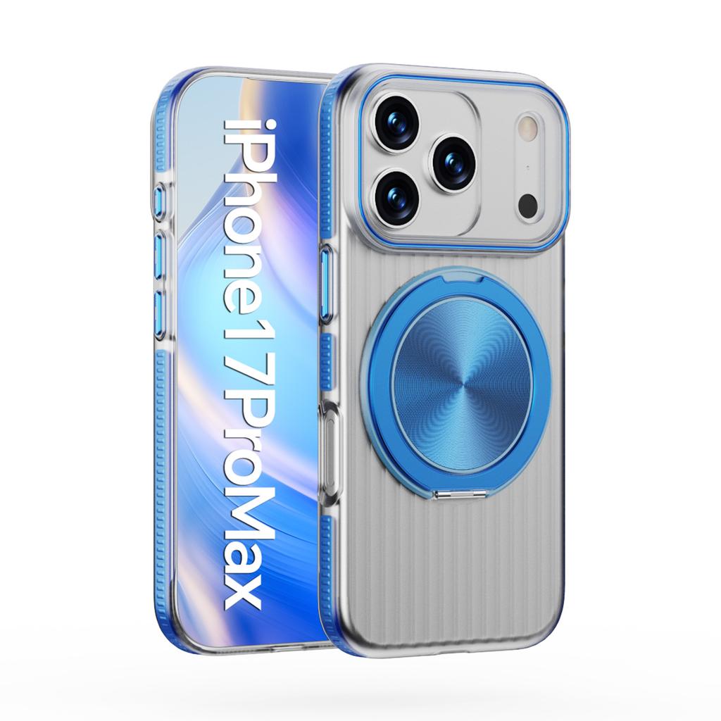 Luxury Rotating Magnetic Stand MagSafe Case for iPhone 17 16 15 14 13 12 Pro Max 17Air 17Pro 16e Metal Button Ripple Shape Cover