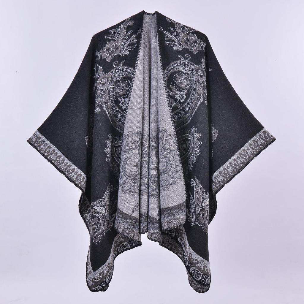 Women's Fashion Jacquard Imitation Cashmere Shawl - Thickened, Warm, Large Cape Scarf