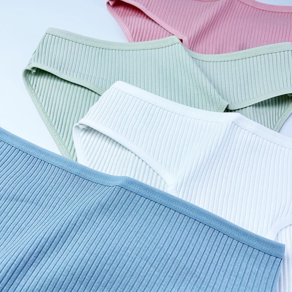 Dámské žebrované kalhotky z čisté bavlny - Prodyšné, k pokožce šetrné trojúhelníčkové prádlo