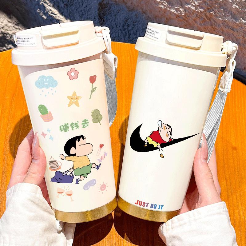 Cute crayon Xiaoxin thermos cup 111 stainless steel student portable water cup with its own straw coffee cup high value