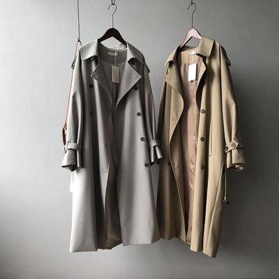 Lässiger Trenchcoat für Damen, zweireihig, lange Windjacke mit Gürtel, Herbst-Outwear