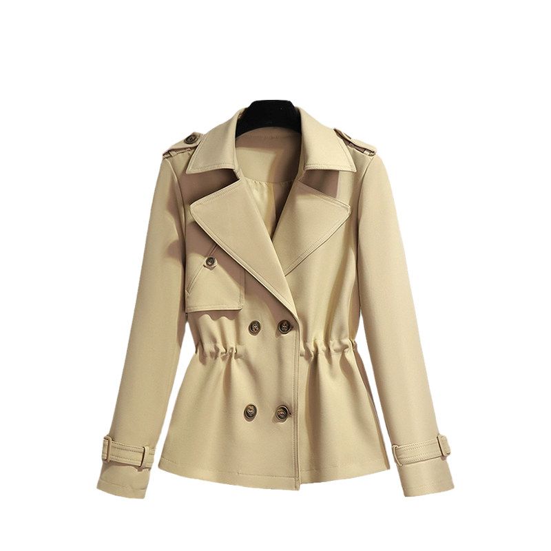 Fashion Waist-Controlled Khaki Fat Sister Slimming Trench Coat Khaki 3XL