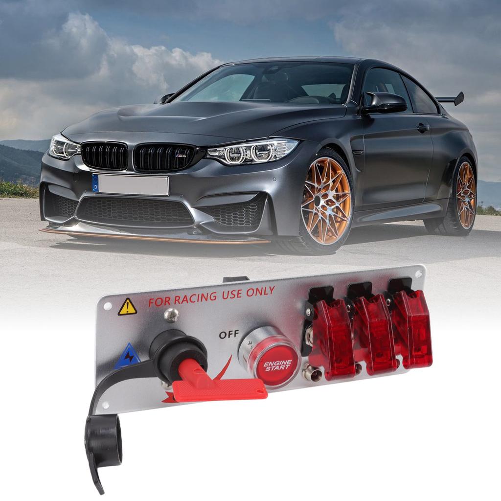 5-in-1 12V LED Kippschalter Zündpanel mit Motorstart-Druckknopf für Rennwagen Wohnmobil LKW