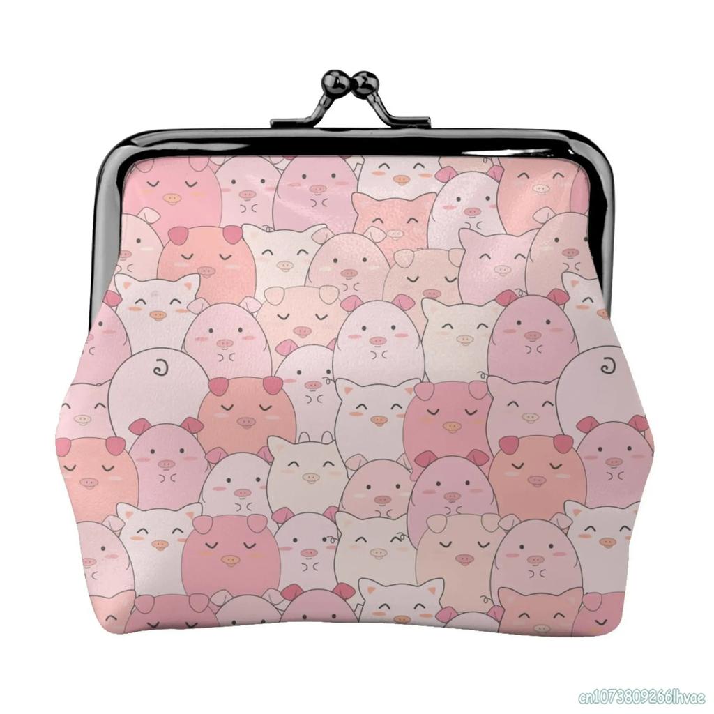 Cute Cartoon Cats Women's Leather Coin Purse Small Change Pouch with Kiss-Lock Clasp Closure Buckle Wallet for Girl Gift