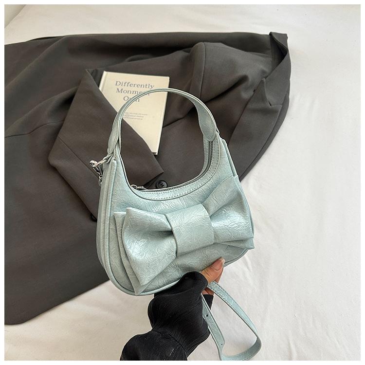 

Fashion bow bag women s 2025 summer trend new women s shoulder messenger bag foreign style portable small square bag синій