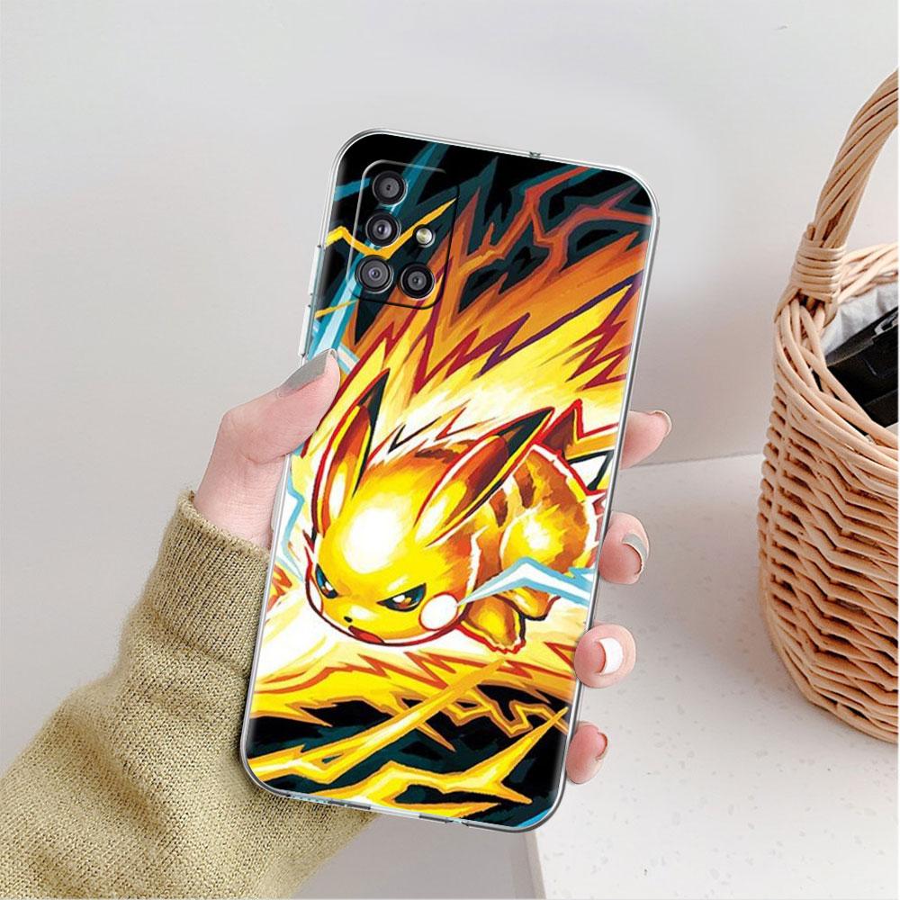 Przezroczyste etui do Samsung Galaxy A52 A12 A51 A32 A21s A71 A32 A22 50 A70 A31 A72 5G etui na telefon Anime fajne Pokemon