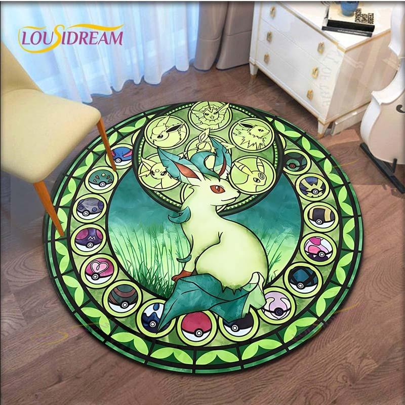 Cartoon Pokemon Runder Teppich für Wohnzimmer Teppich Bodenteppich Badematte Schlafzimmerteppich für Kinderzimmer Fußmatte