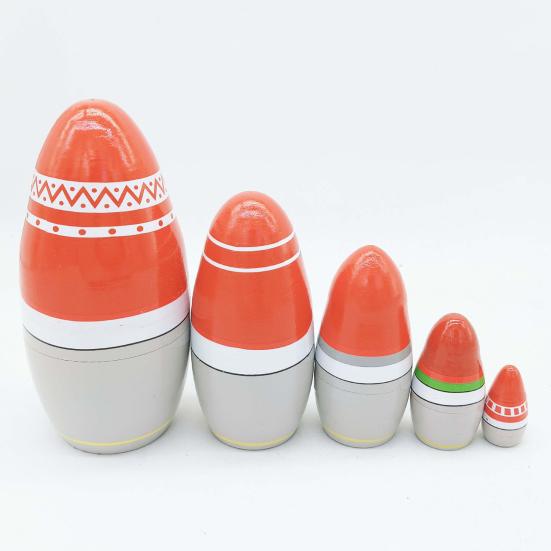 5Pcs/Set Christmas Gnome Russian Nesting Doll 5 Layers Handmade Wooden Matryoshka Santa Dwarf Elf Stacking Toy Desktop Figurine Decoration